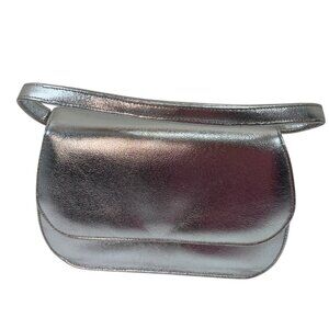 Vintage Silver Metallic Shoulder Bag By Creations International 2t